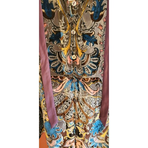 Hale Bob Bohemian Burnout Velvet Silk Blend Melina Blouse Large Regalcore Luxe - Picture 3 of 6